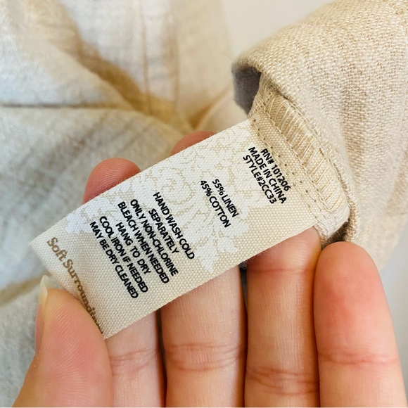 Soft Surroundings Taylen Beige Linen Cotton Blend Tunic Cowl Neck Top Size L - Picture 6 of 7